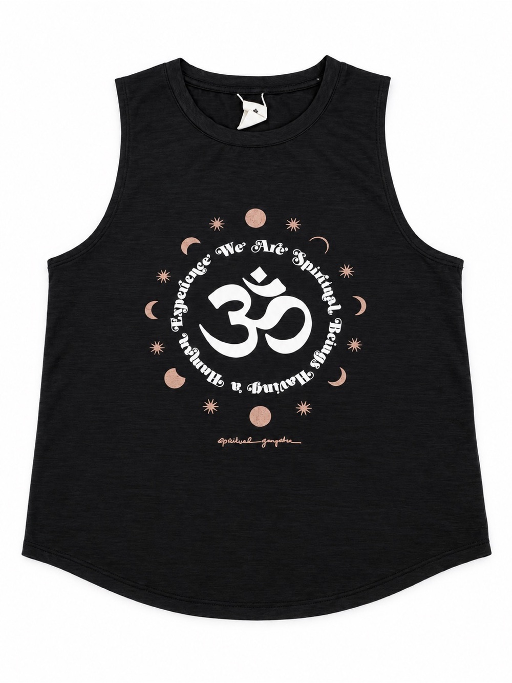 SPIRITUAL GANGSTER OM CELESTIAL MUSCLE TANK WOMENS SMALL BLACK YOGA ATHLEISURE